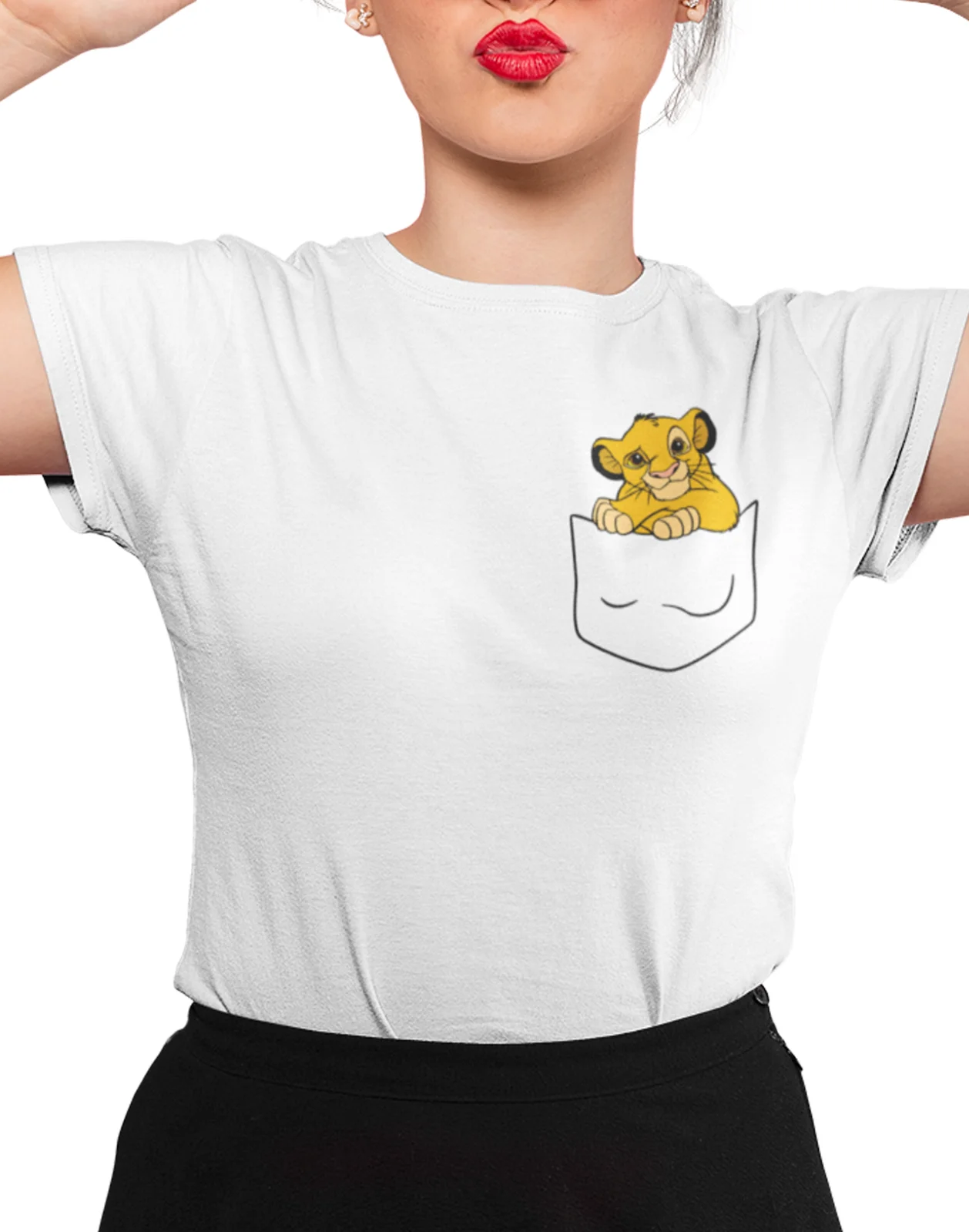 Simba Pocket The Lion King черная хлопковая футболка для взрослых Мужская и женская модная