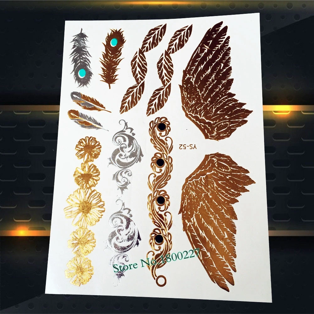 1 шт. большой размер Золотые Львы временная татуировка наклейка Женская хна