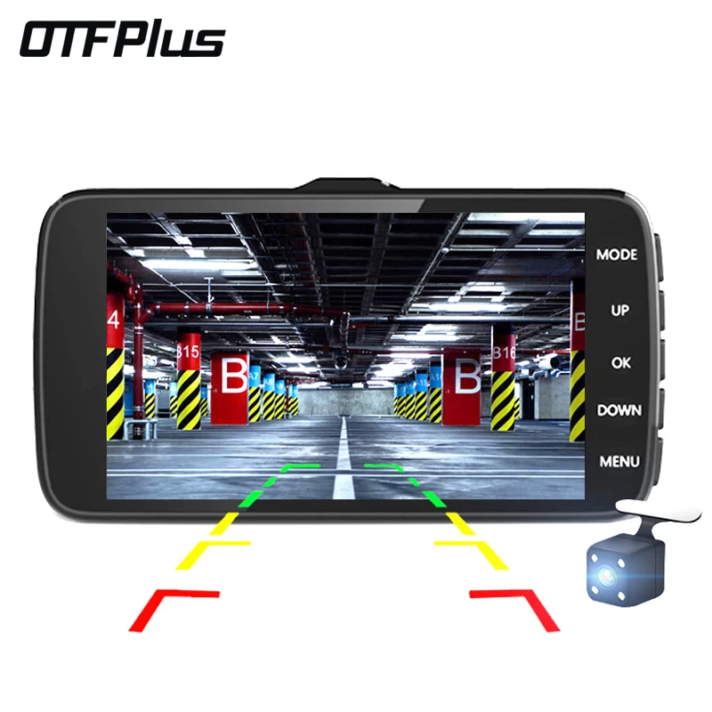 OTFPlus Автомобильный видеорегистратор 4 0 дюйма IPS экран двойной объектив HD 1080P