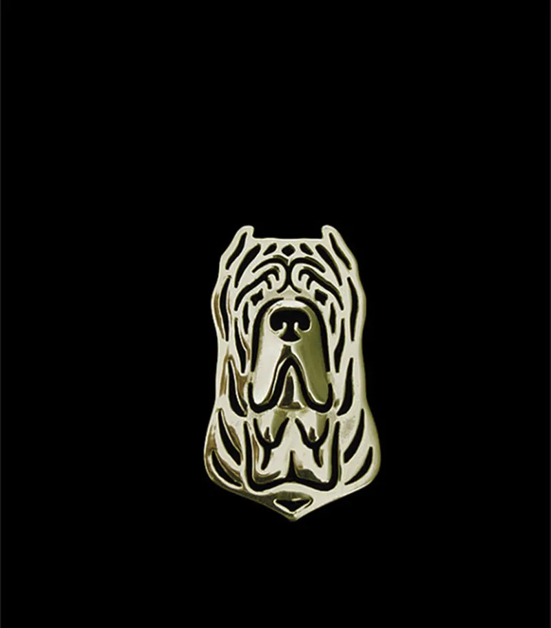 Женская и мужская брошь на лацкан в виде мастиффа (укороченные уши) из неаполита |