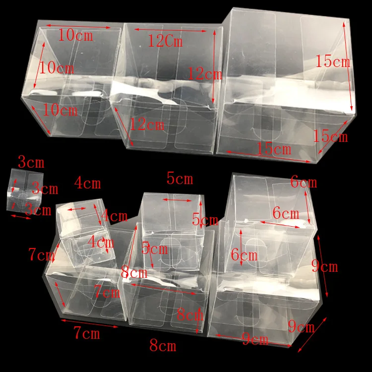 100 шт./лот 7x7x7 7x7x7x10 см ПВХ прозрачная упаковка подарочные коробки прозрачные