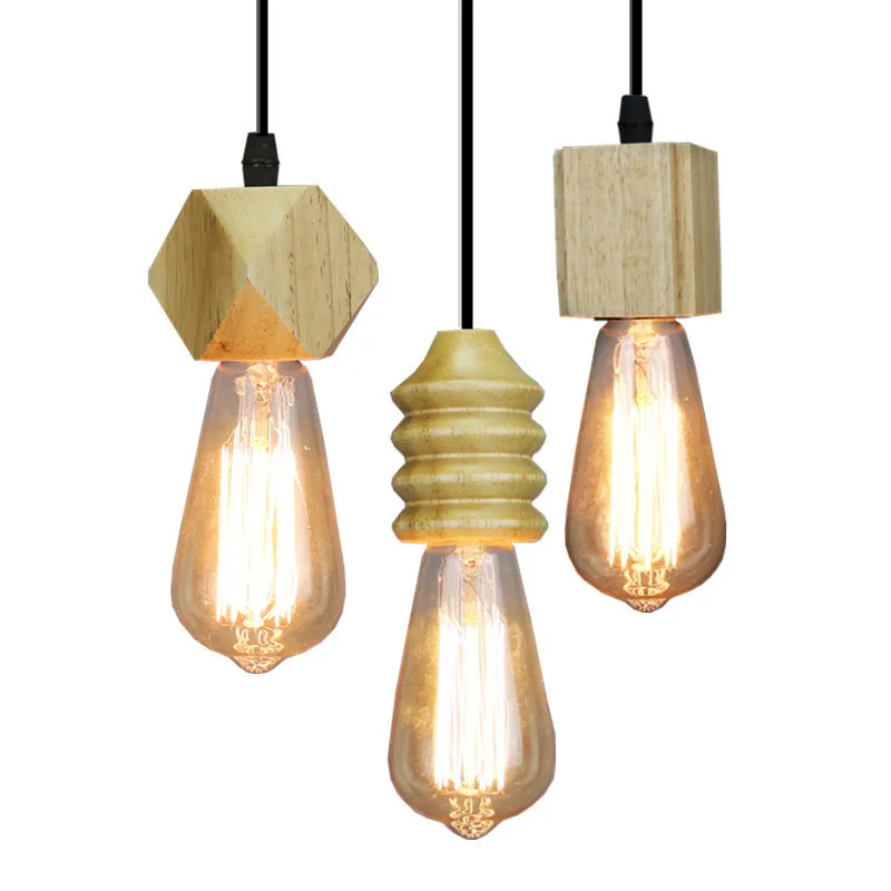 Винтажный деревянный светодиодный подвесной светильник Современный арт для
