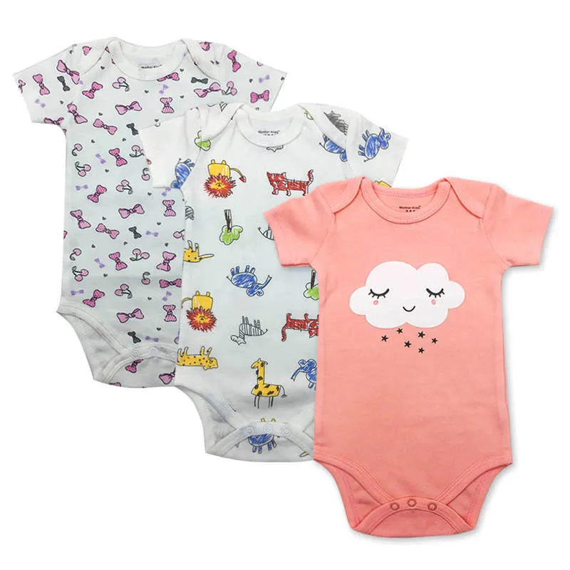 3 PCS/lot newborn baby bodysuits short sleevele clothes O-neck 0-24M Jumpsuit 100%Cotton clothing Infant sets |