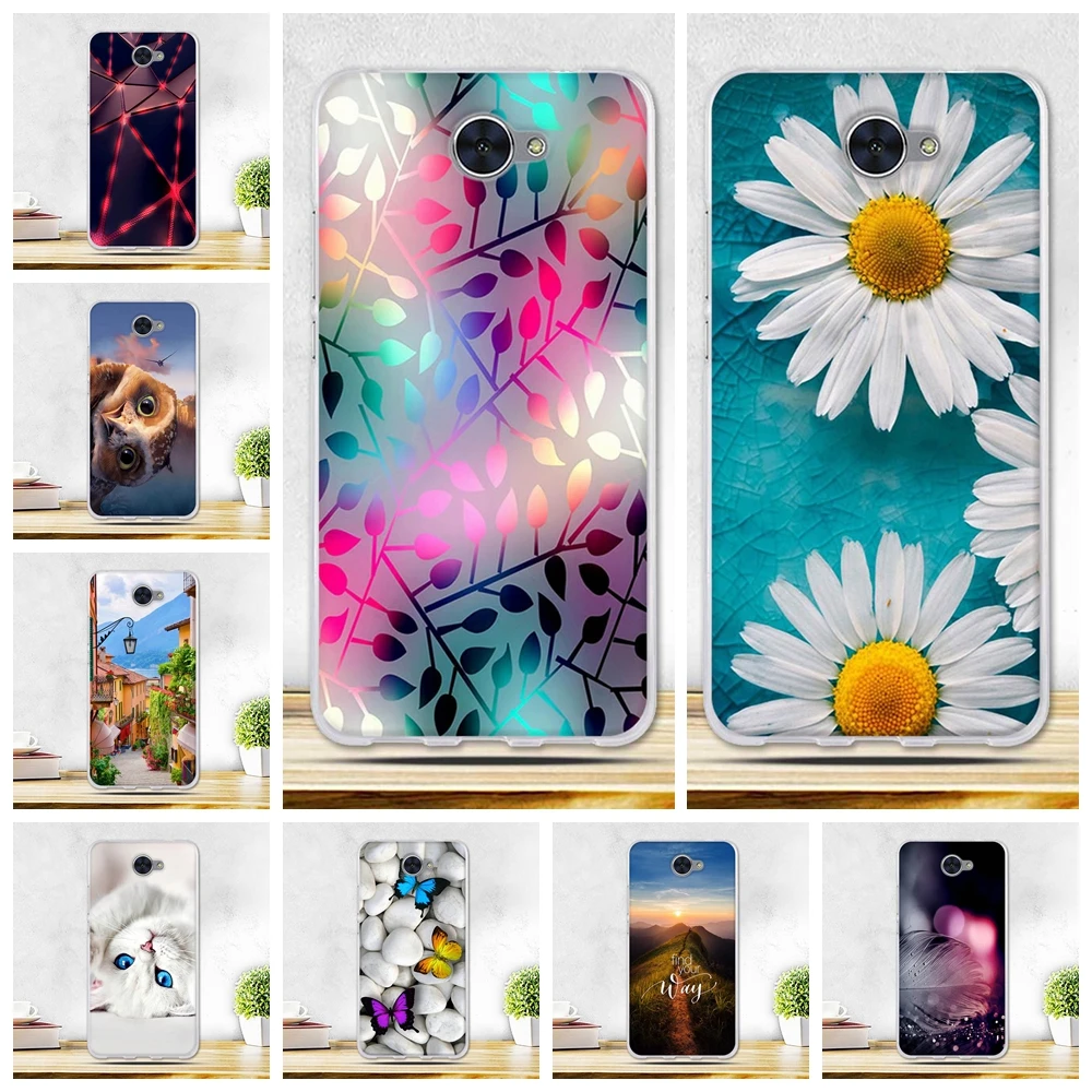 Модный чехол из ТПУ для Huawei Y7 мягкий силиконовый чехол-накладка 5 дюйма с цветами