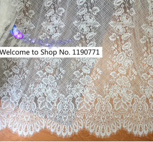 

3 Meter White and Black Romantic Pure Eyelashes Soft Cloth Lace Wedding Dress Dolls Craft Wide 150cm