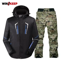 top quality 2021 winter mens ski suit waterproof snow pants thick windbreaker hoody jacket man snowboarding sportswear tracksuit