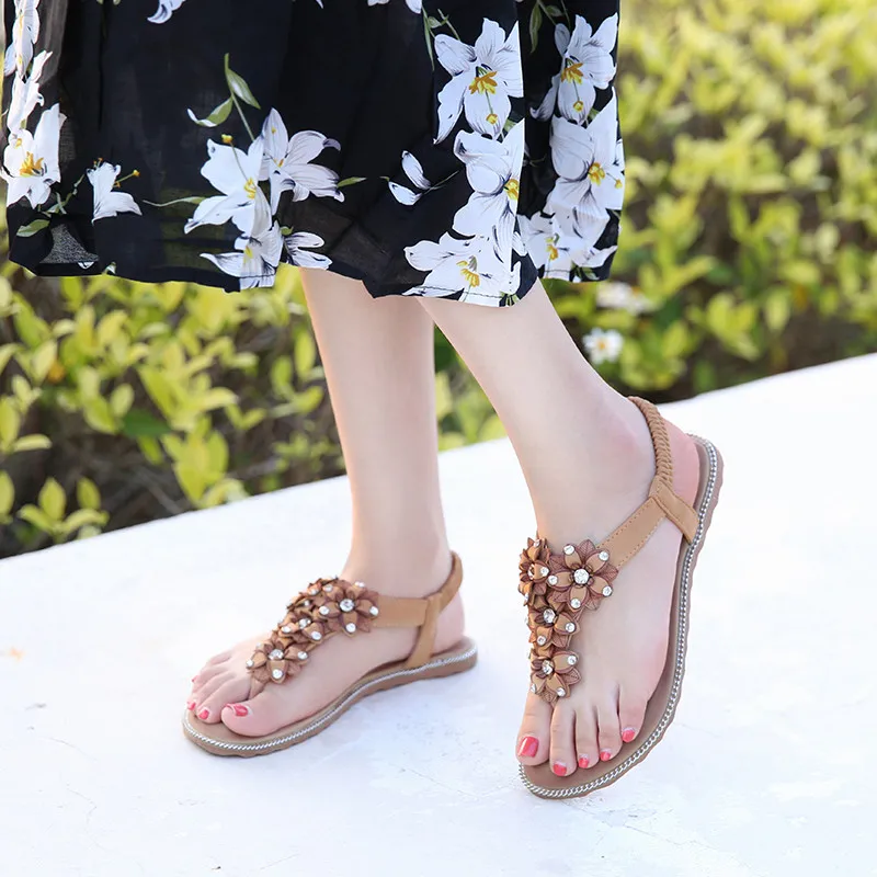 

Smirnova 2020 big size 43 women sandals flower summer shoes slip on flip flops comfortable casual shoes woman flat sandals