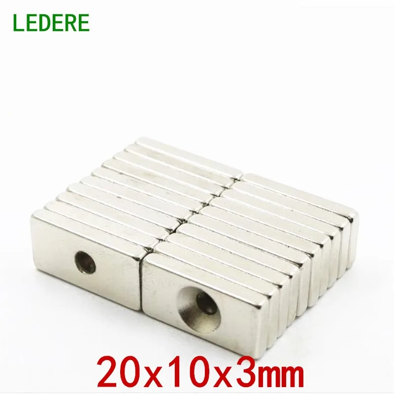 LEDERE 50 шт. 20x10x3 мм 4 Отверстие N35 Супер сильный редкоземельный кольцевой Блок