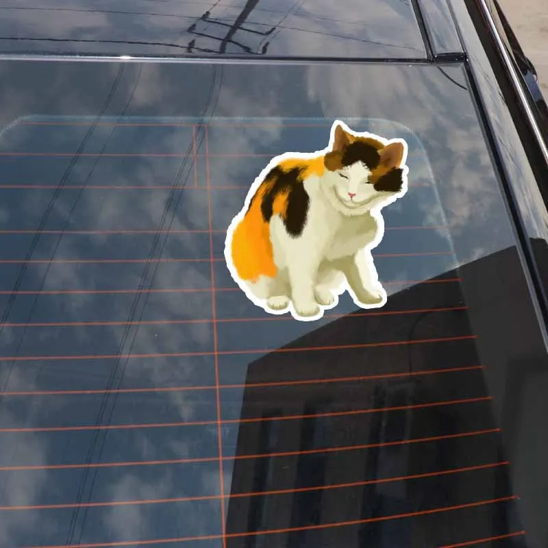 YJZT 14 7 см * 16 5 веселая Спящая кошка из ПВХ фотографический автомобиль 1201|Наклейки