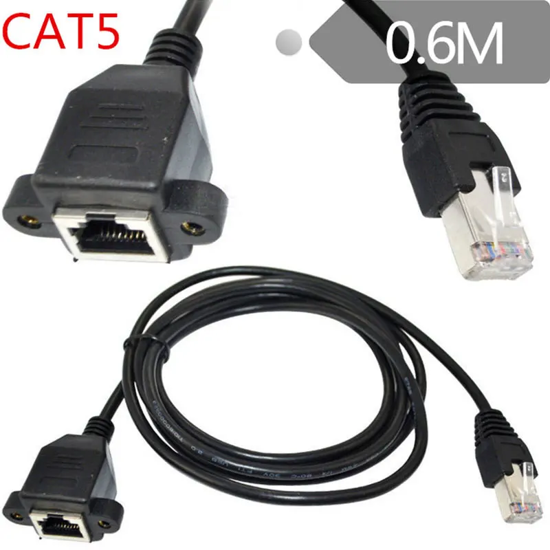 Screw panel mount Ethernet LAN 2FT RJ45 Male to Femal Network extension Cable | Компьютеры и офис