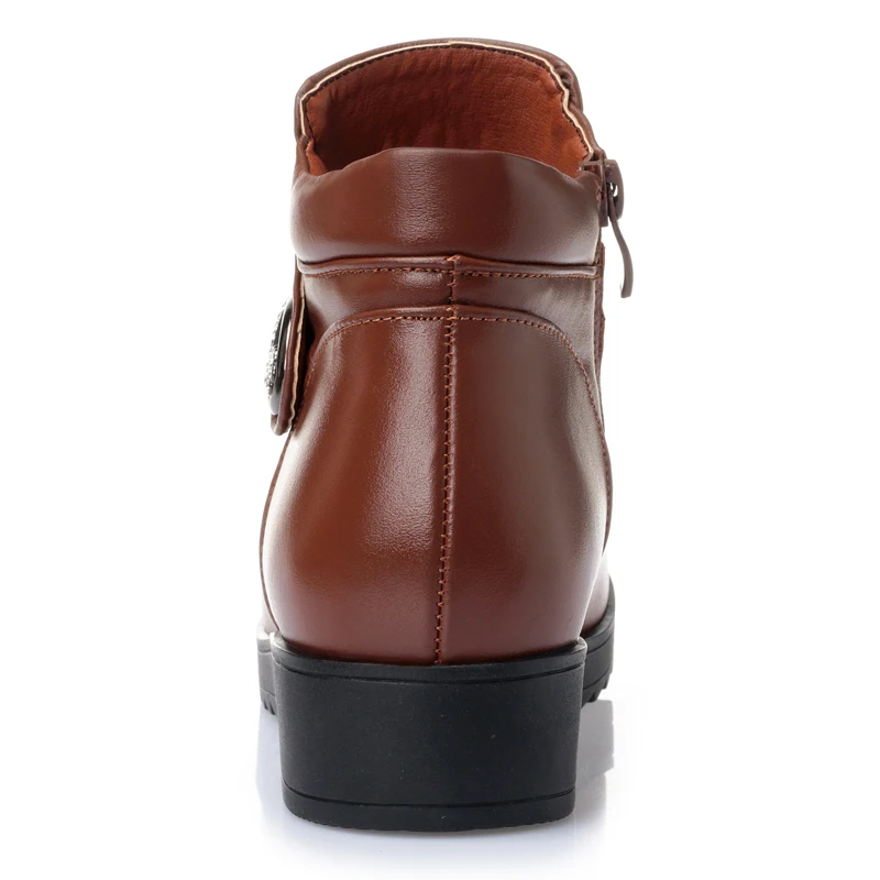 

YAERNI Woman Genuine Leather Boots Fashion Ankle Boots Female Wedges Platform Shoes Fur Winter Snow Boots Plus Size 35-43 E370