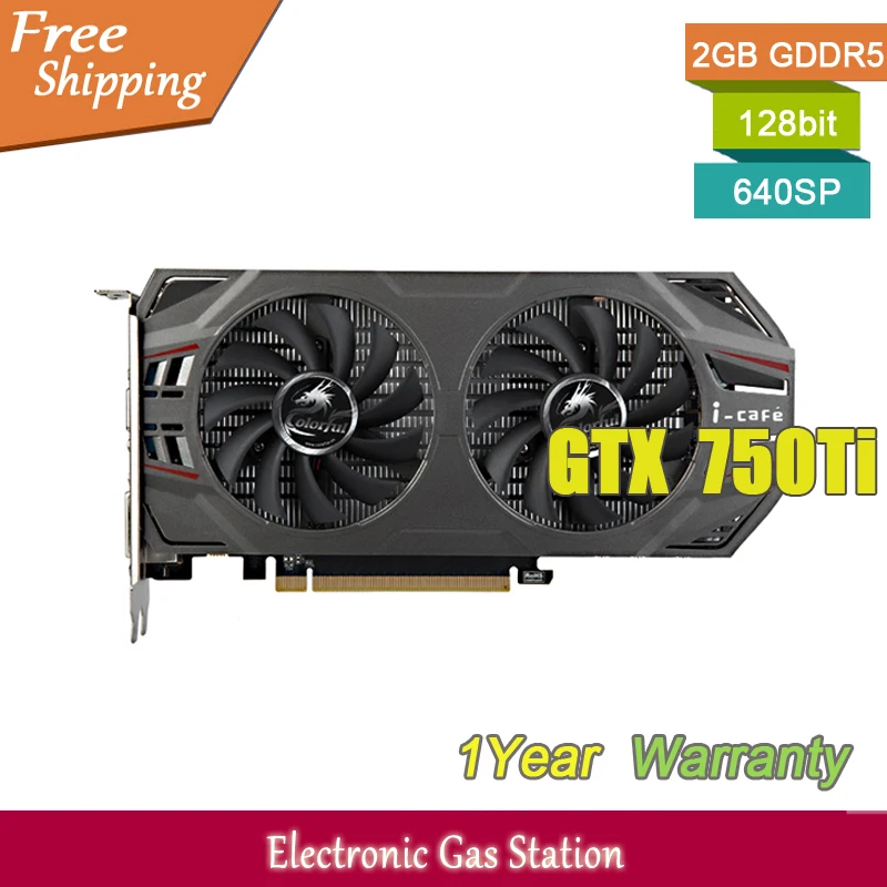 Оригинальный Рабочего Стола Красочный 750Ti Видеокарта NVIDIA GTX 2 ГБ GDDR5 128bit VGA DVI HDMI