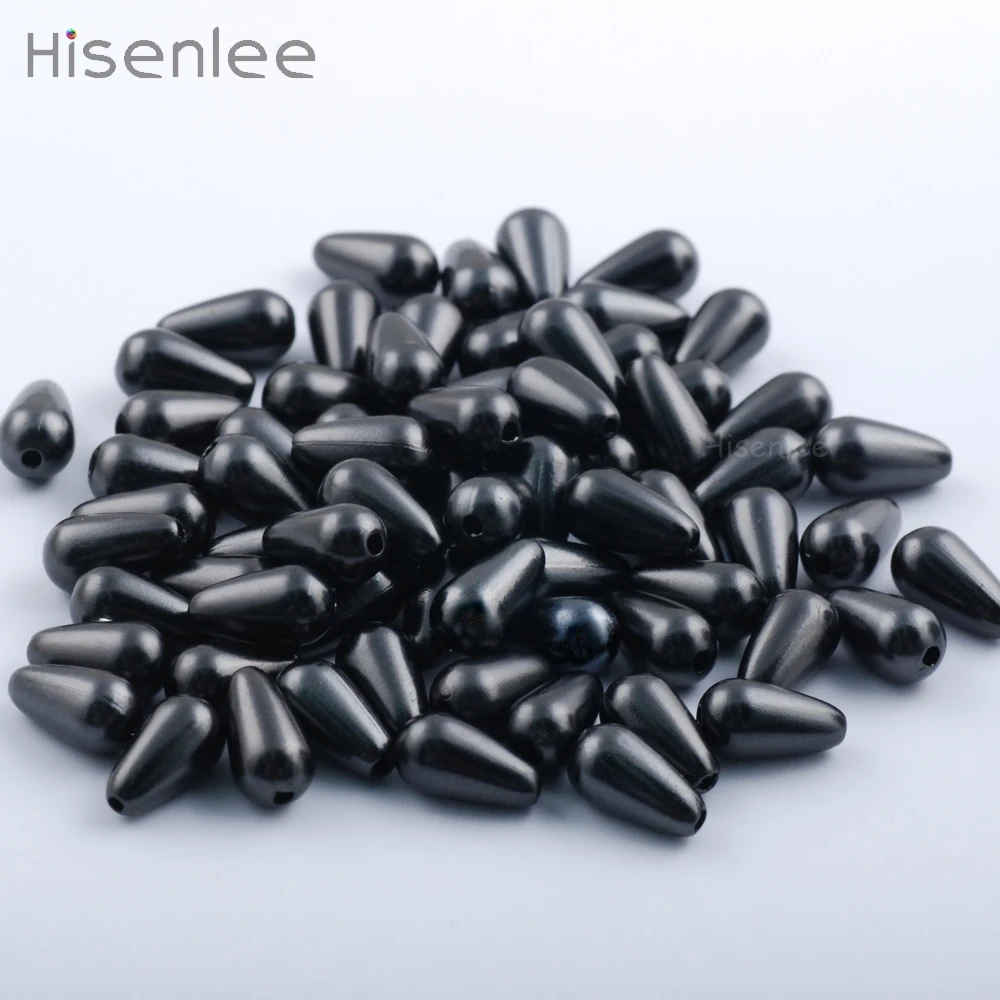 Hisenlee 7 мм x 13 100 шт. серые черные прямые каплевидные бусины с отверстиями оптовая