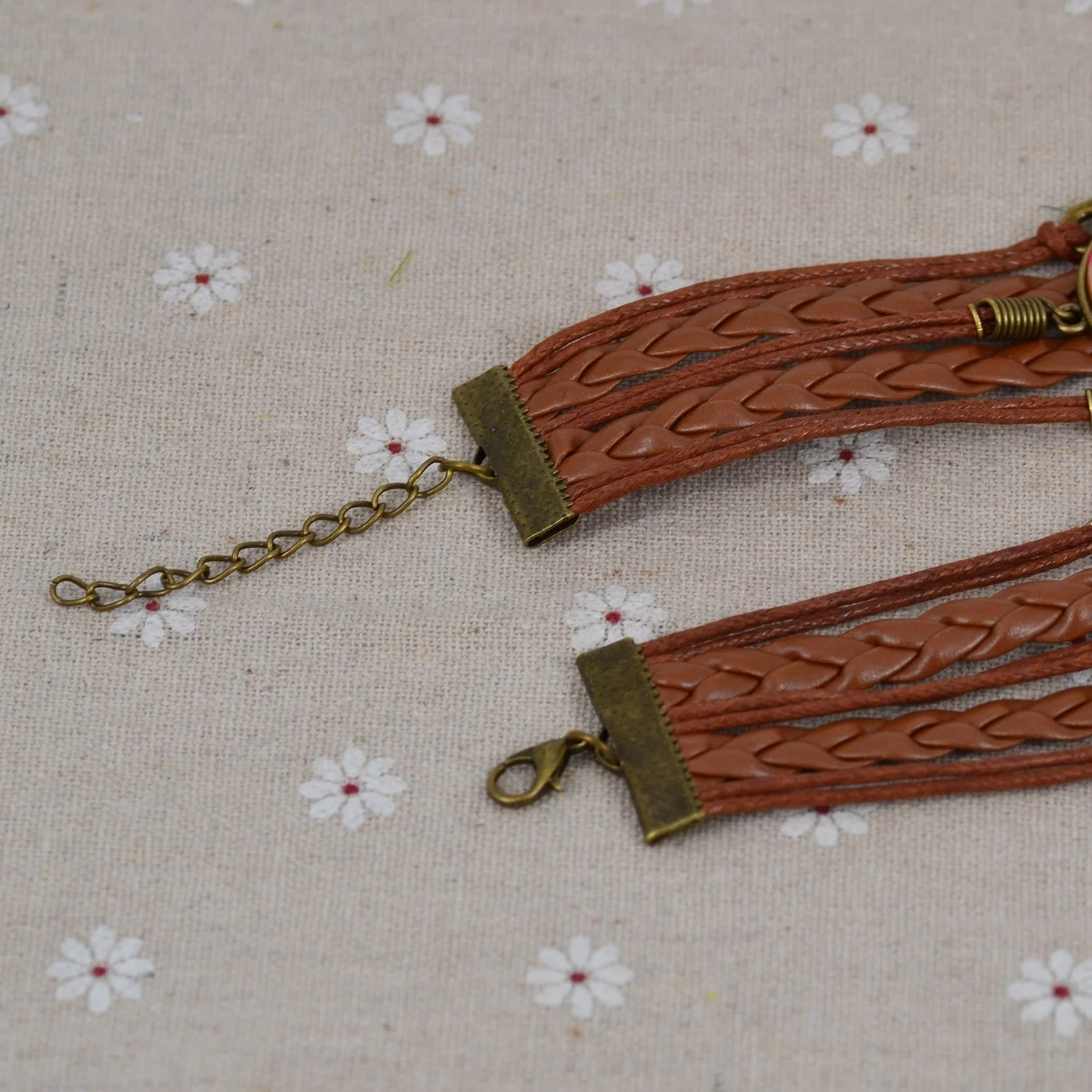 St Francis винтажный стеклянный купольный кабошон тканый Многослойный кожаный
