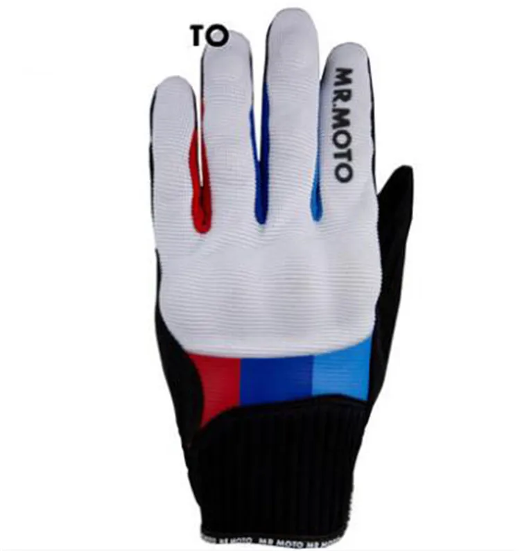 Черные белые летние дышащие велосипедные перчатки с полным пальцем сенсорным