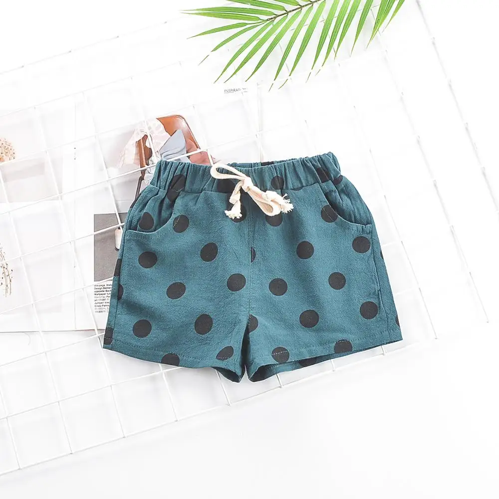Детские хлопковые шорты летние в горошек для маленьких девочек повседневные
