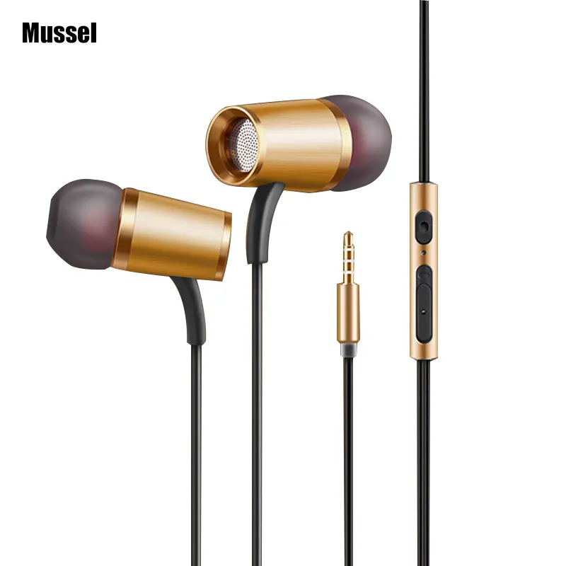Мидии HD Hi-Fi Special Edition Позолоченные Корпус музыку гарнитура бас провода