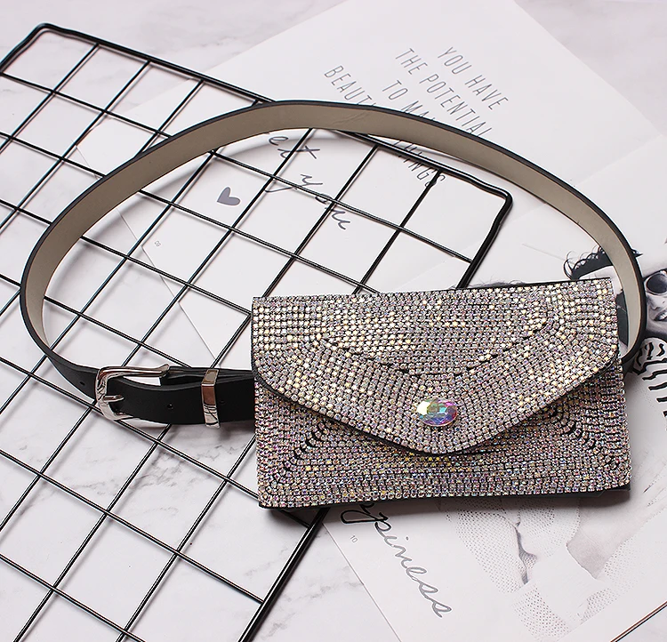 2 BLINGBLING, Полностью украшенные стразы, сумки на пояс для женщин, съемный пояс из искусственной кожи, сумка для телефона, женская сумка - Цвет: 2