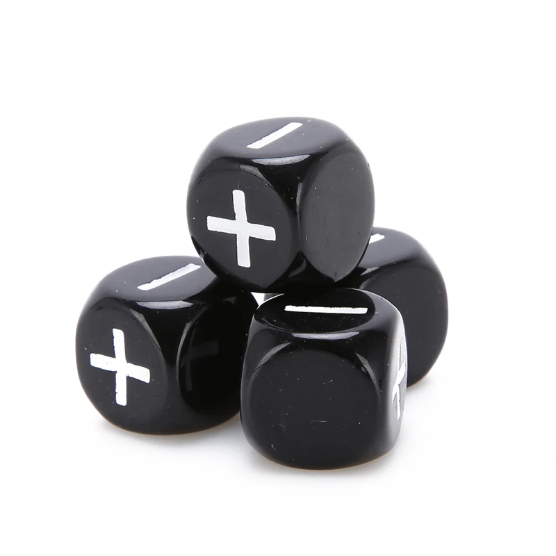 Пластиковые 6 сторонние игральные кости минус плюс D6 для настольных игр D & MTG RPG