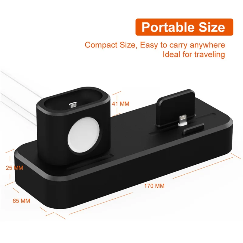 3 In 1 Charging Dock Station Holder for Iphone X XR XS Max Silicone Charger Stand Support Apple Watch Series 4 2 Airpods | Мобильные