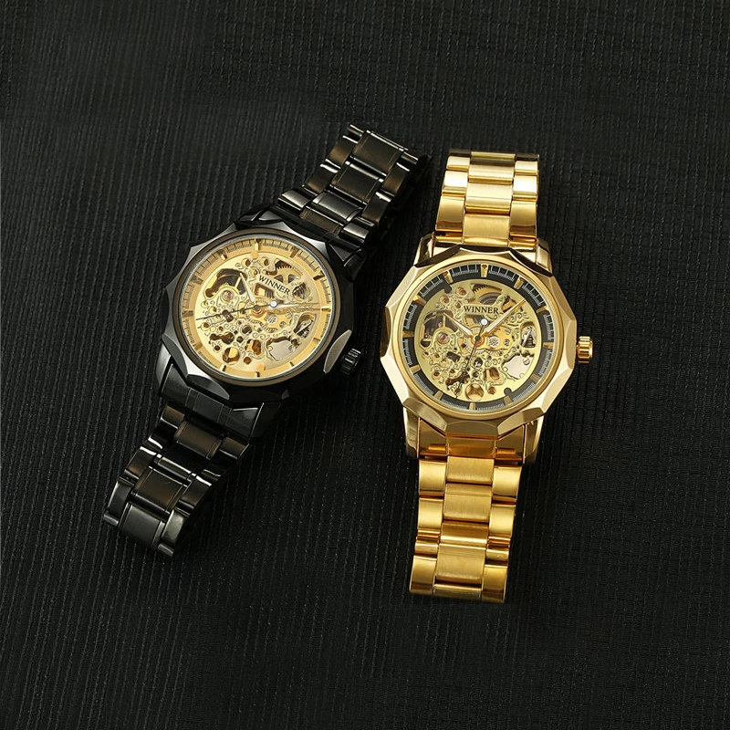 Победитель Новые Роскошные наручные часы для мужчин Скелет автоматические