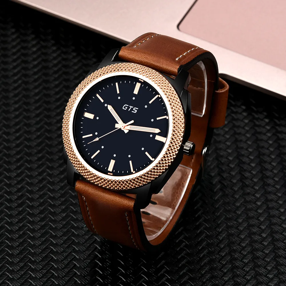 Модные Мужские Аналоговые кварцевые часы GTS из сплава с датой и искусственной