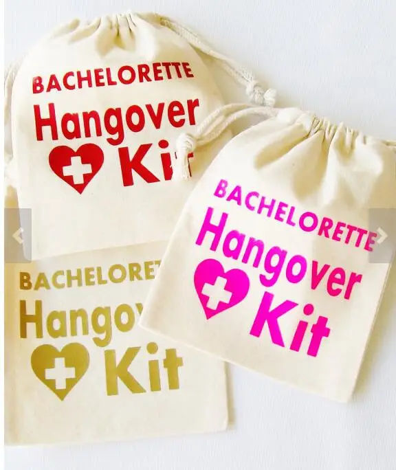 

personalized Bachelorette Hangover bridal shower recovery Survival Kit wedding favor gift bags party Candy pouches