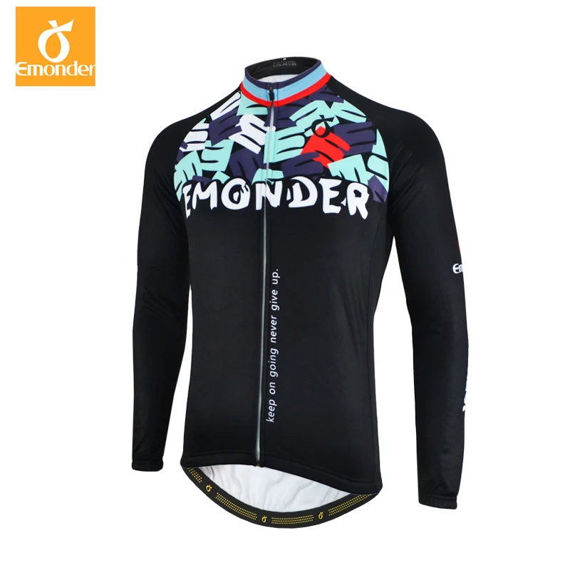 

EMONDER Men Winter Wind Cycling Long Sleeve Jerseys Black Fleece Thermal Windproof Bike Bicycle Coat Clothing Cycling Jacket