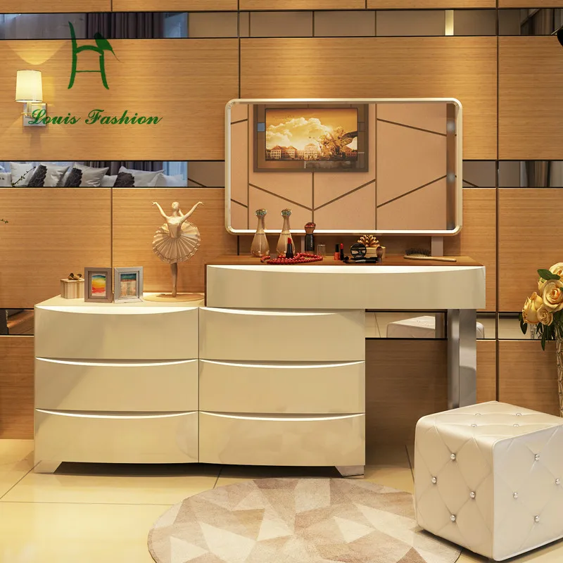 

Louis Fahion Modern minimalist dresser large-sized apartment telescopic dresser paint makeup mirror TV cabinet combination