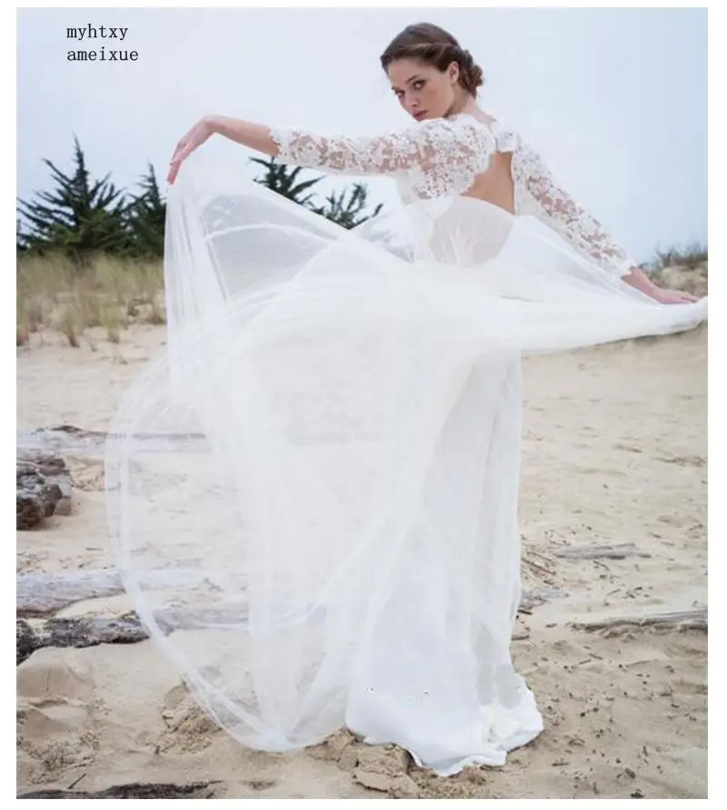 

3/4 Sleeves Wedding Dress 2020 Lace Top Bridal Gown Lace Appliques Wedding Dresses White/ivory Romantic Wedding Gowns Mariage