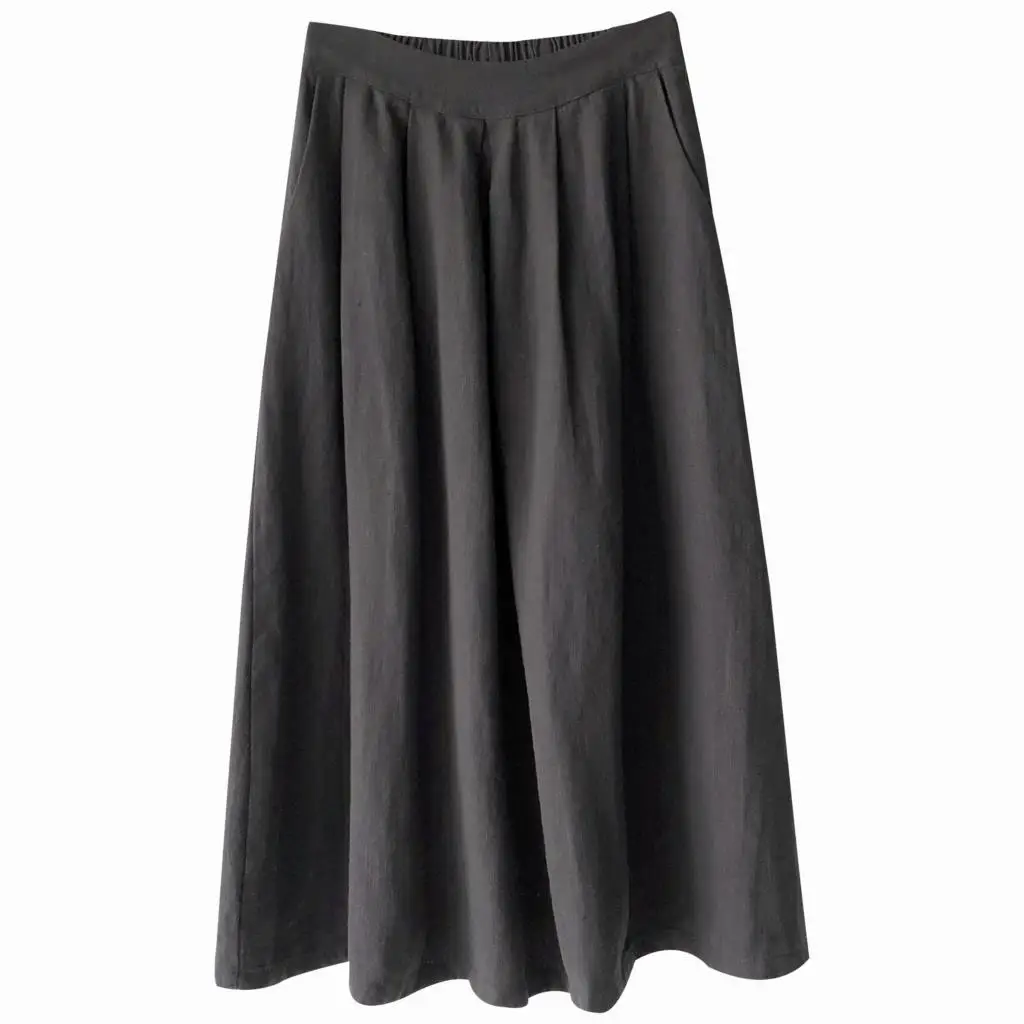 Women Skirt New Cotton Linen Literature High Waist Solid Color White Loose Casual Tops YoYiKamomo | Женская одежда