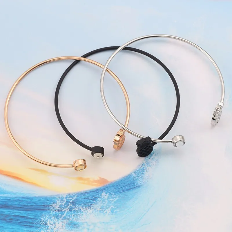 Модные регулируемые Открытые Браслеты для женщин милый полый браслет ананас