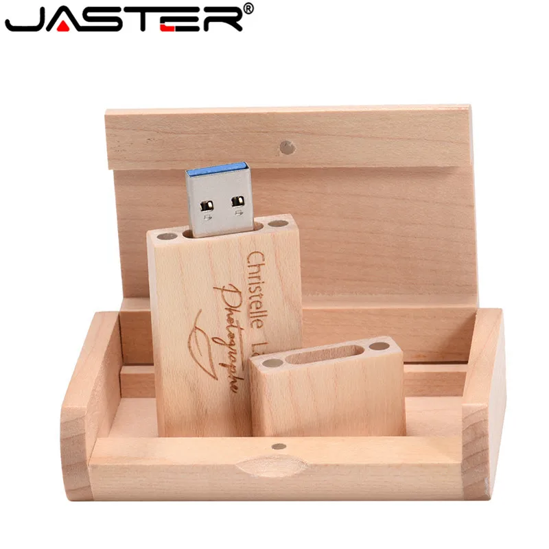 JASTER USB 2,0 логотип на заказ Деревянный usb+ коробка персональный логотип ручка-накопитель 8 ГБ 16 ГБ 32 ГБ 64 Гб usb флеш-накопитель Флешка карта памяти