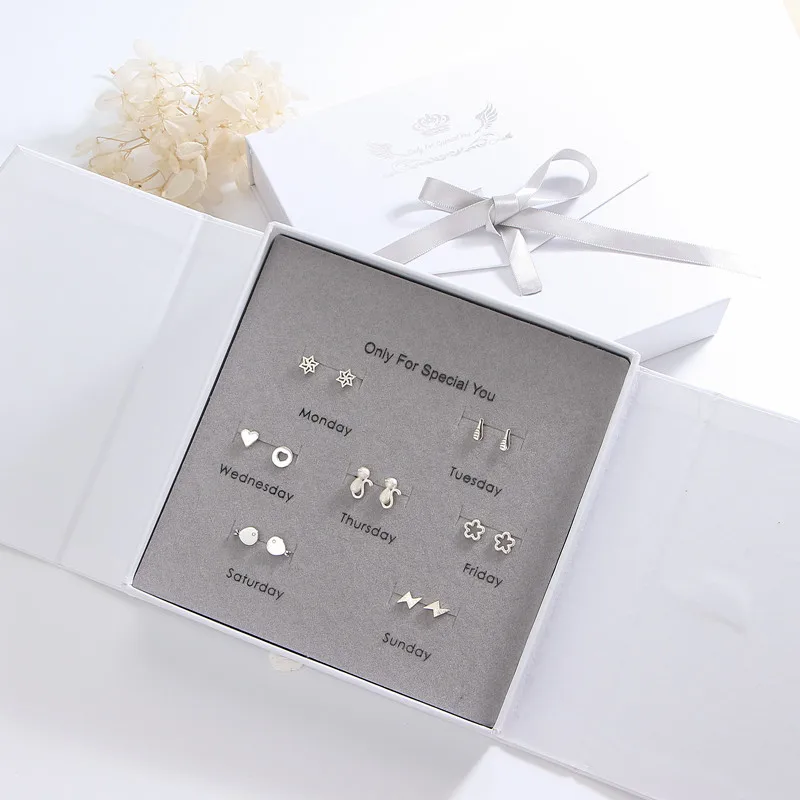 Семь дней костюм серьги с из чистого серебра|Серьги-гвоздики| |