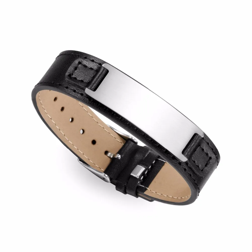 Мужской кожаный браслет из нержавеющей стали|leather bracelet|mens leather cuff braceletleather bracelets |