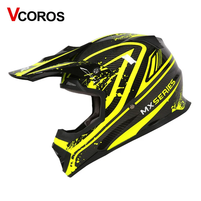 1 VCOROS углеродное волокно внедорожный мото rcycle шлем Легкий для мужчин ATV moto cross moto rbike гоночный шлем мото шлемы одобренный ECE - Цвет: 1