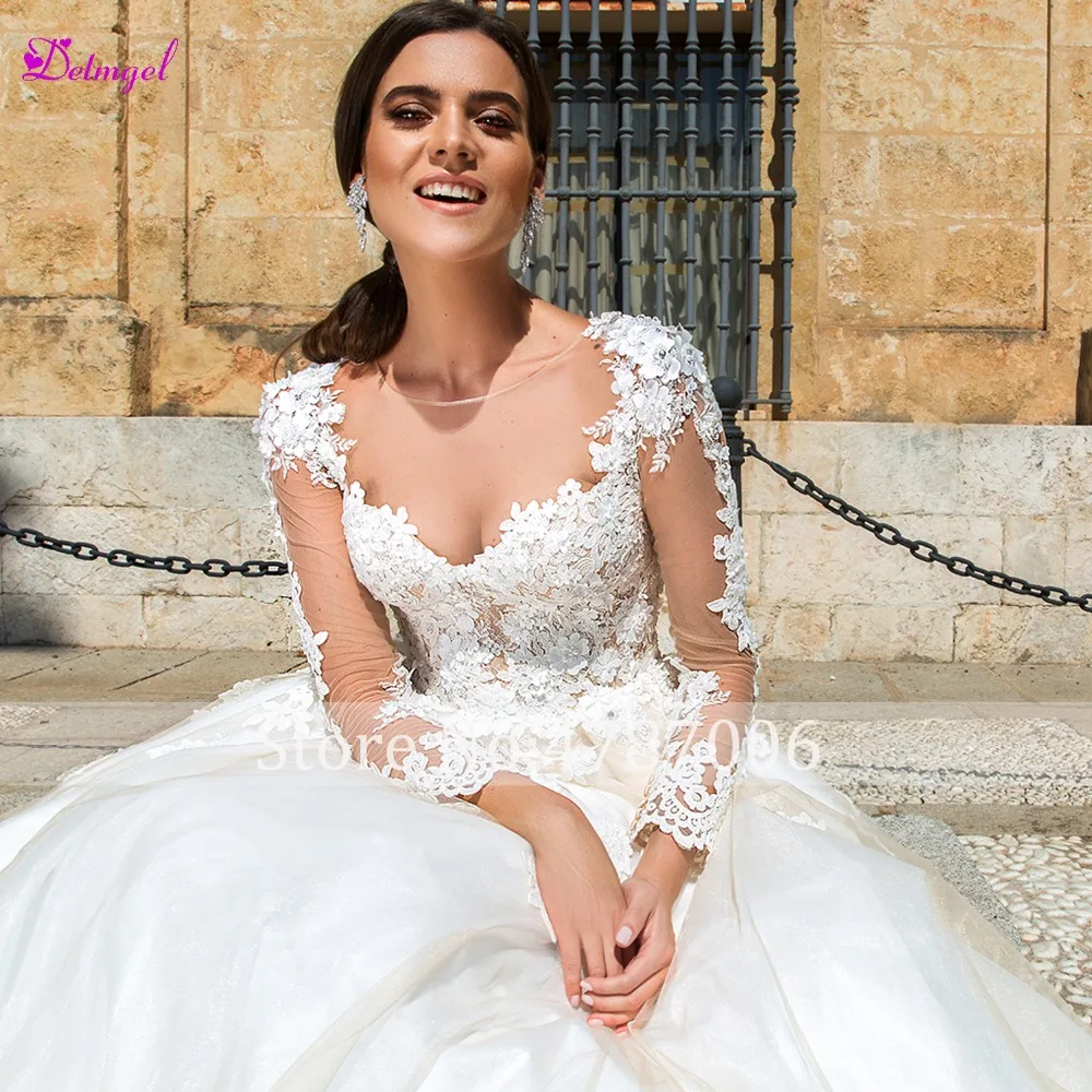 Detmgel романтическое свадебное платье трапециевидной формы с длинным рукавом и