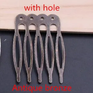 bronze with hole 10 шт./лот, позолоченные/Родиевые/Бронзовые свадебные заколки для волос, аксессуары для волос, аксессуары для волос Z142 - Окраска металла: bronze with hole