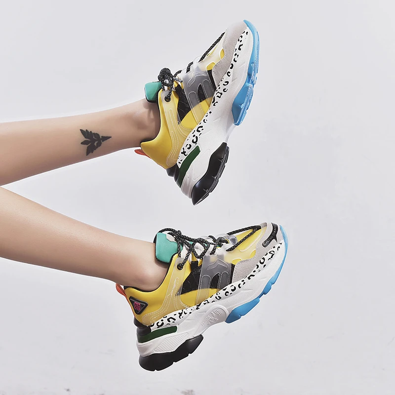 ADBOOV Brand New Fashion Sneakers Women Cross-tied Casual Shoes Women Height Increasing Platform Chunky Sneakers