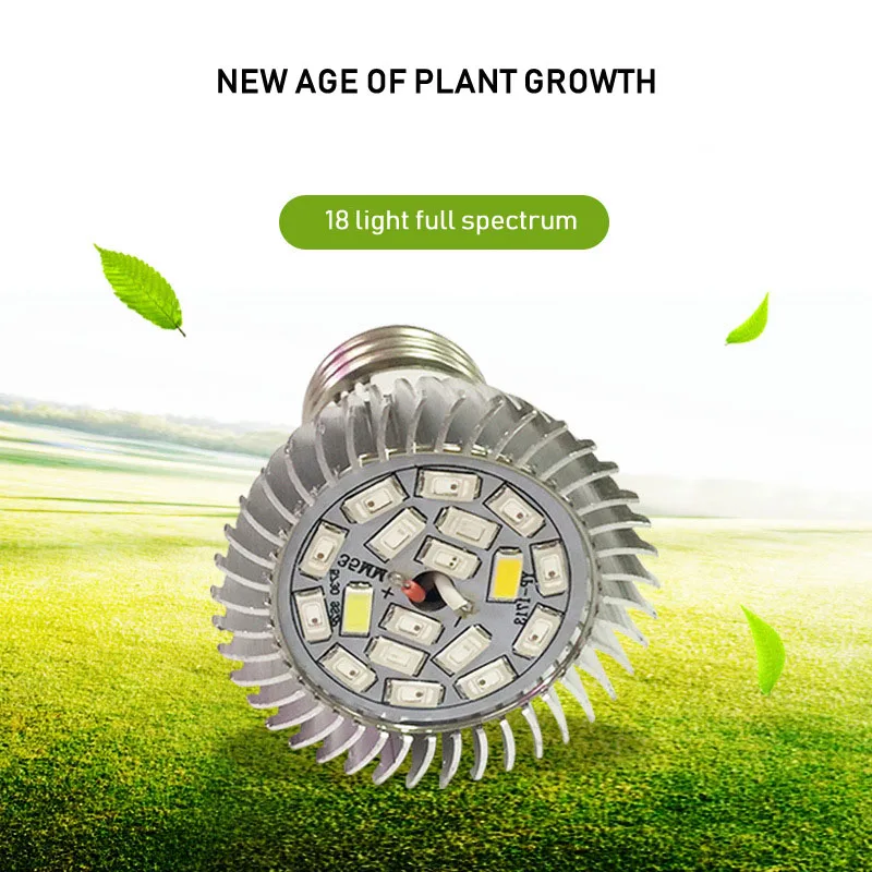 7 Вт полный спектр LED Grow Light GU10 E14 E27 растущая лампа 18 светодиодов растительная AC85 265V