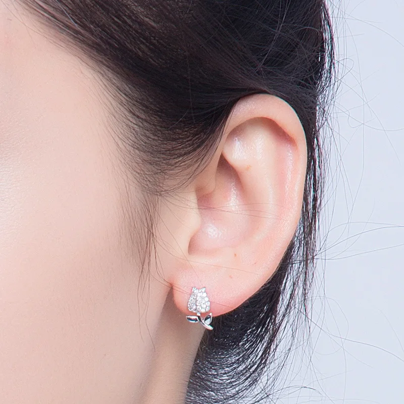 S925 Sterling Silver Zircon Earrings Ladies Fashion Ear Jewelry Wholesale | Украшения и аксессуары