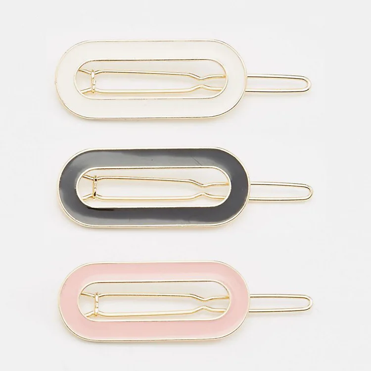12pcs/lot minimalist wind Drip geometric elliptical hairpin enamel clip accessories |