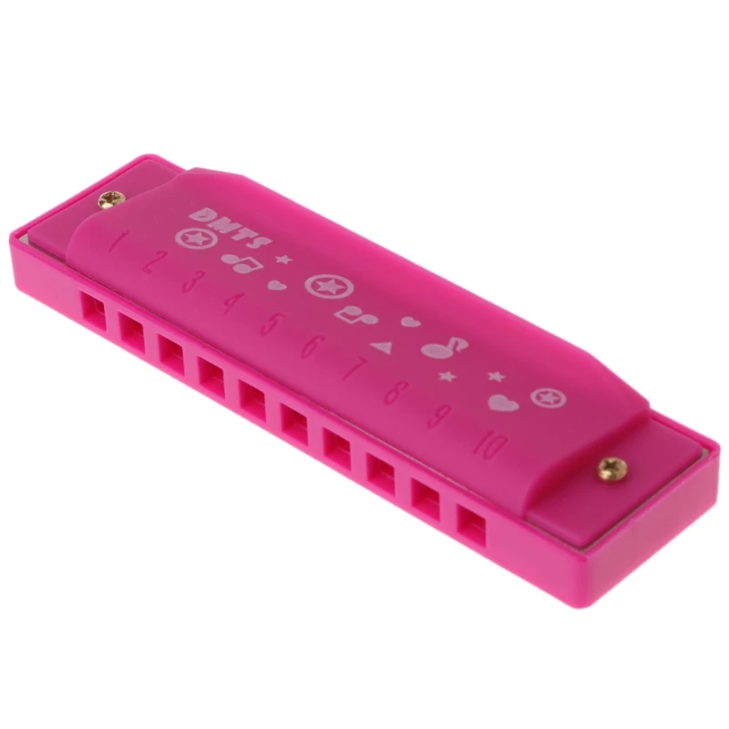 hot pink Пластиковая Губная гармошка Блюз 10 отверстий для детей, музыкальные инструменты, обучающая игрушка - Цвет: hot pink