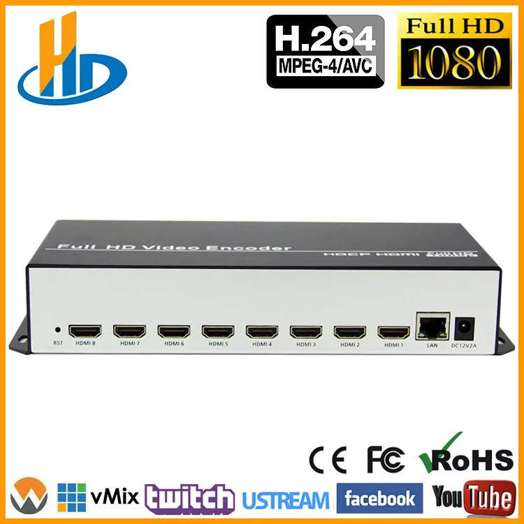 1 H.264 HDMI к IP видеокодер IPTV 8 каналов потоковый кодировщик HD H264 с UDP HLS RTMP RTSP HTTP