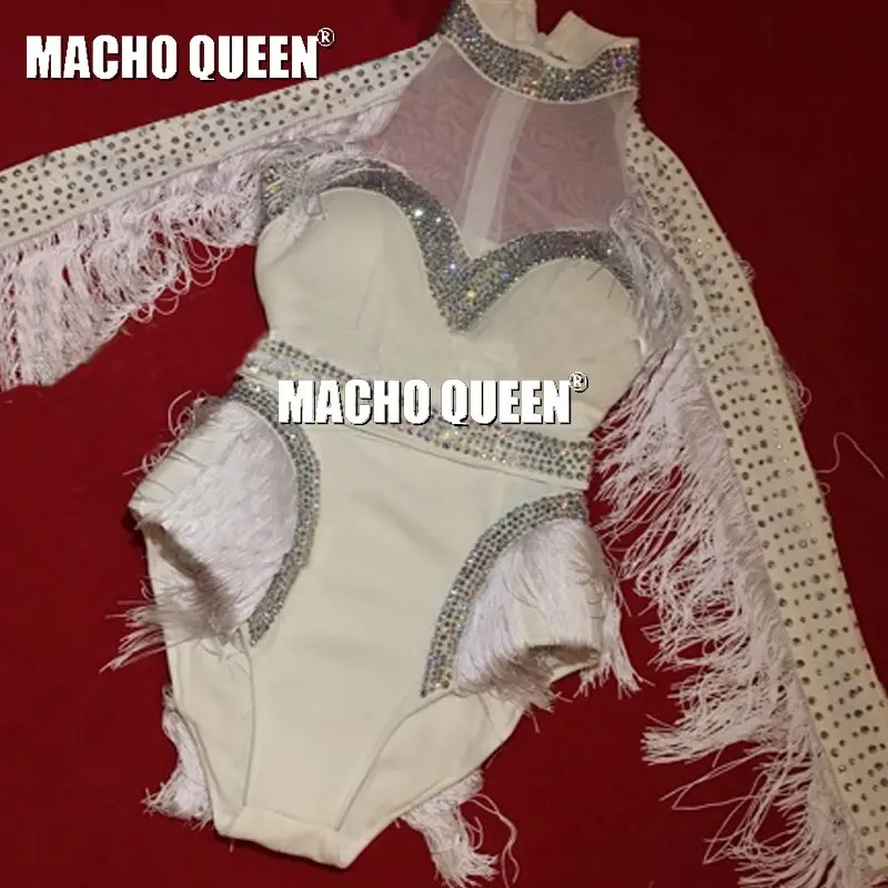 Drag queen костюмы бахрома комбинезон боди со стразами костюмы танцовщицы женская одежда боди с бриллиантами День рождения Одежда - Цвет: Jumpsuit
