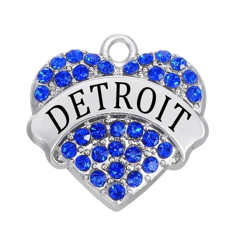 Цинковый сплав металл родиевое покрытие стразы страна Детройт сердце шарм