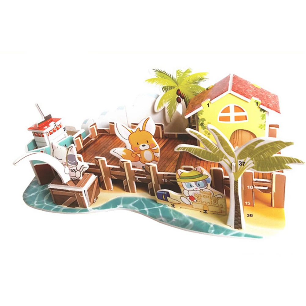 14 Pattern Kid Early learning Castle Construction pattern gift For Children 3D DIY Puzzle Houses Jigsaw Baby toy | Игрушки и хобби