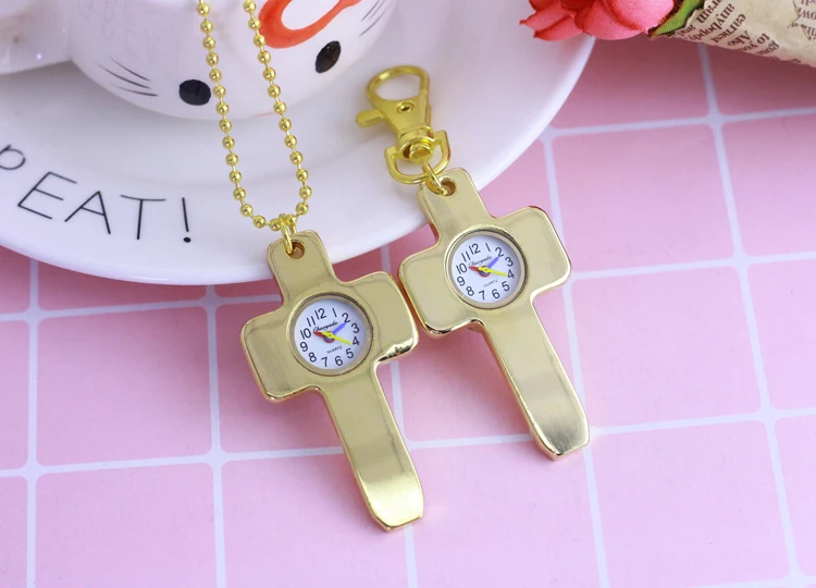 chaoyada Vintage gold Gothic Cross Model Necklace Pendant With Chain Quartz Pocket Watch Men Women Gift | Наручные часы