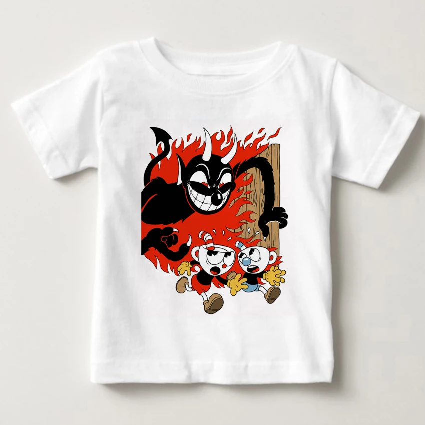 Футболка Cuphead для мальчиков и девочек детская Удобная дышащая футболка в масках