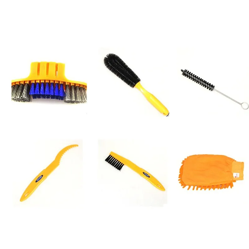 6 шт./компл. щетка для чистки велосипедных цепей кисти шин портативный набор